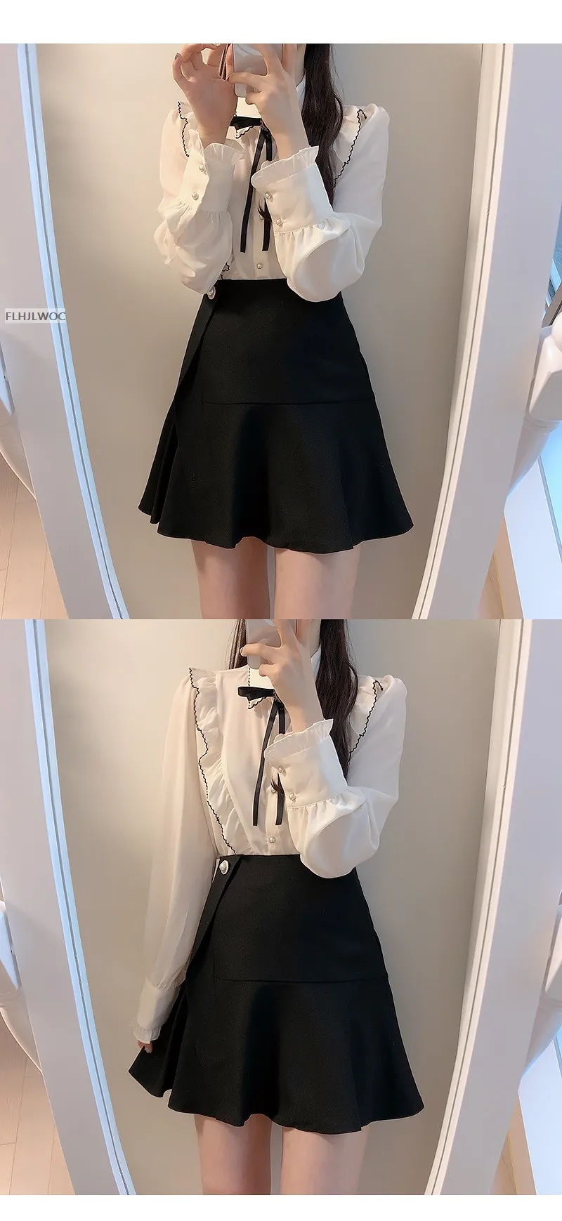 2025 Woman Cute Sweet Girls Thin Semi Transparent Ribbon Bow Tie Retro Vintalge Top Blusas Purple Green White Button Shirts