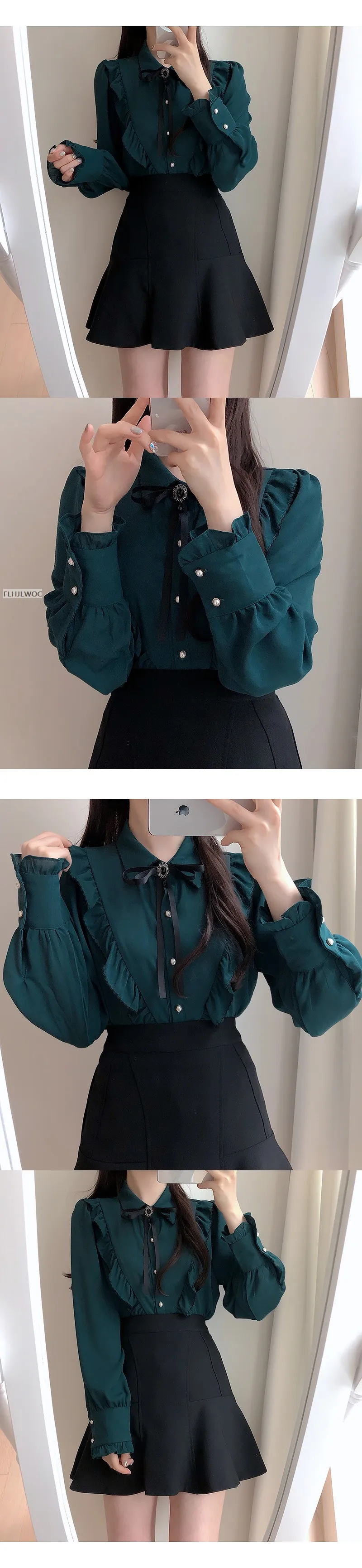 2025 Woman Cute Sweet Girls Thin Semi Transparent Ribbon Bow Tie Retro Vintalge Top Blusas Purple Green White Button Shirts