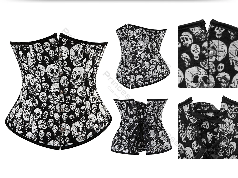 Underbust Corset Plus Size Gothic Corset Cincher Medieval Corsets for Women Jacquard Vintage Waist Corset Top Black White Purple