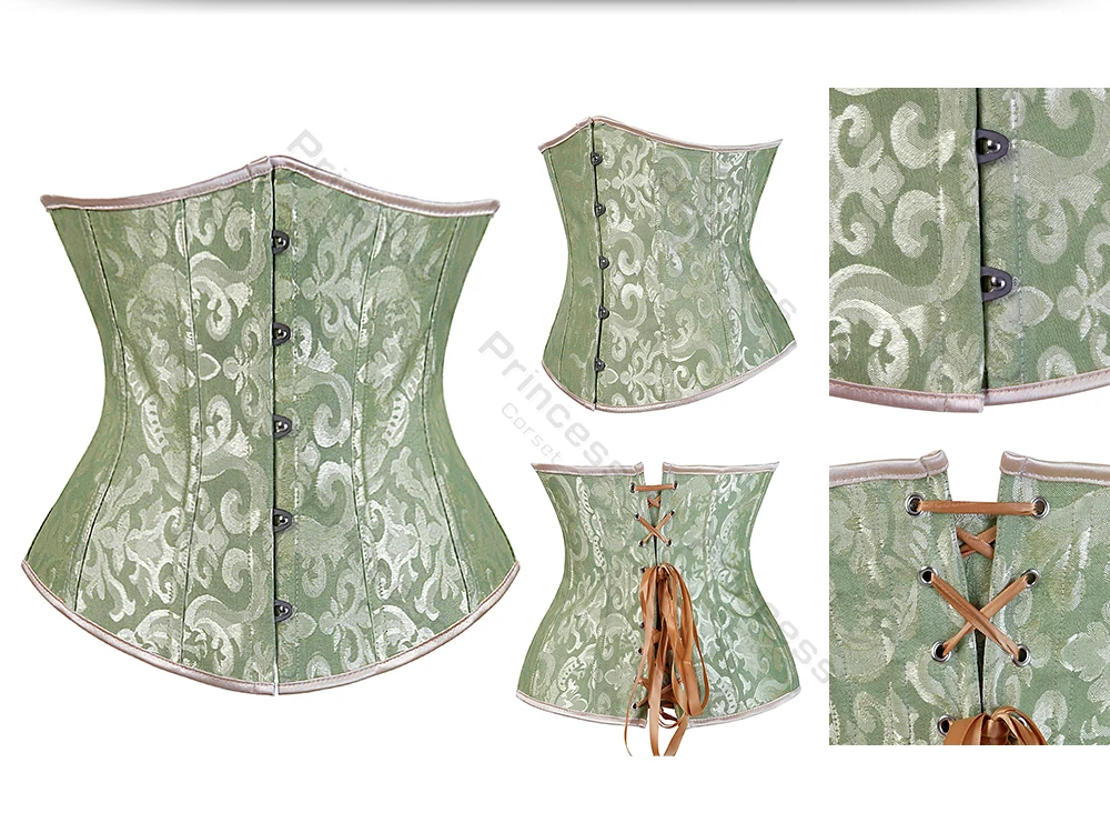Underbust Corset Plus Size Gothic Corset Cincher Medieval Corsets for Women Jacquard Vintage Waist Corset Top Black White Purple
