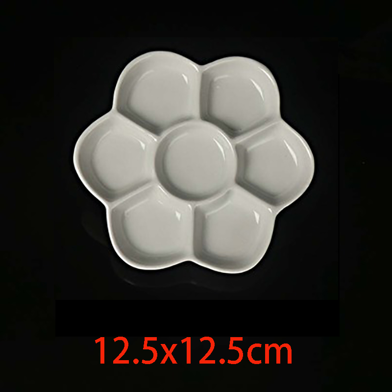 Plum Blossom 7-grid Ceramic Watercolor Palette Jingdezhen Firing Artist-grade Gouache Acrylic Paint Sub-packaging Ceramic Dish