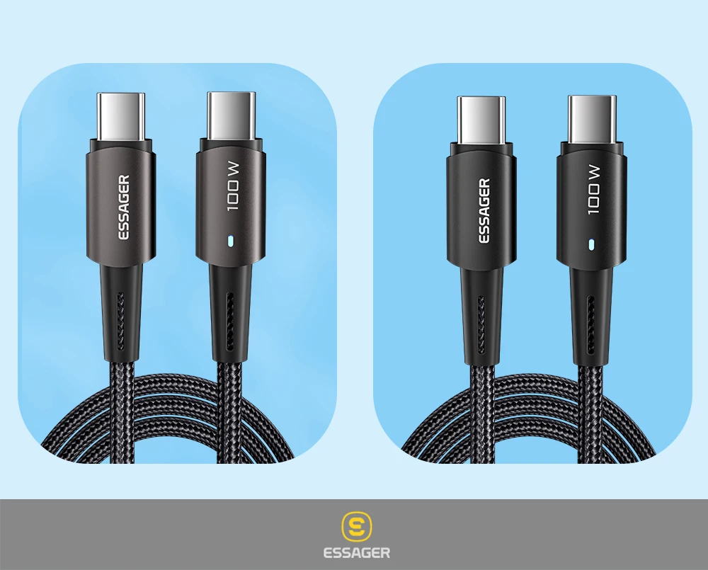 Essager PD100W 60W Type C C to C Cable Fast Charge Mobile Cell Phone Charging Cord Wire For Xiaomi Samsung Huawei Macbook iPad