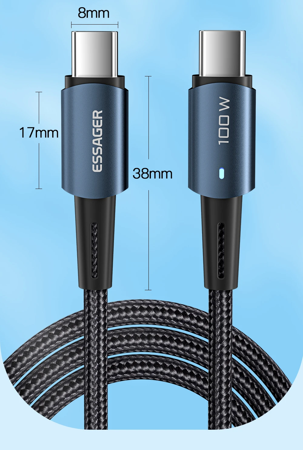Essager PD100W 60W Type C C to C Cable Fast Charge Mobile Cell Phone Charging Cord Wire For Xiaomi Samsung Huawei Macbook iPad