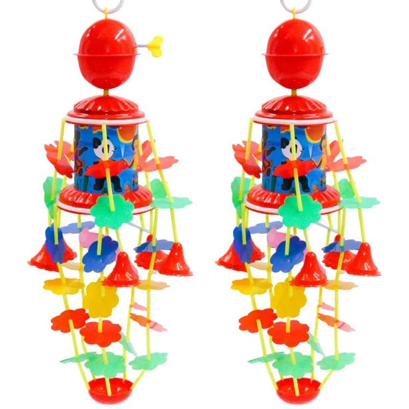 Hanging Mobile Rattle Bell Baby Toy for Crib Stroller with Sounding Bell Cartoon Clockwork Wind Chime for Baby 3/6/9m+ A2UB