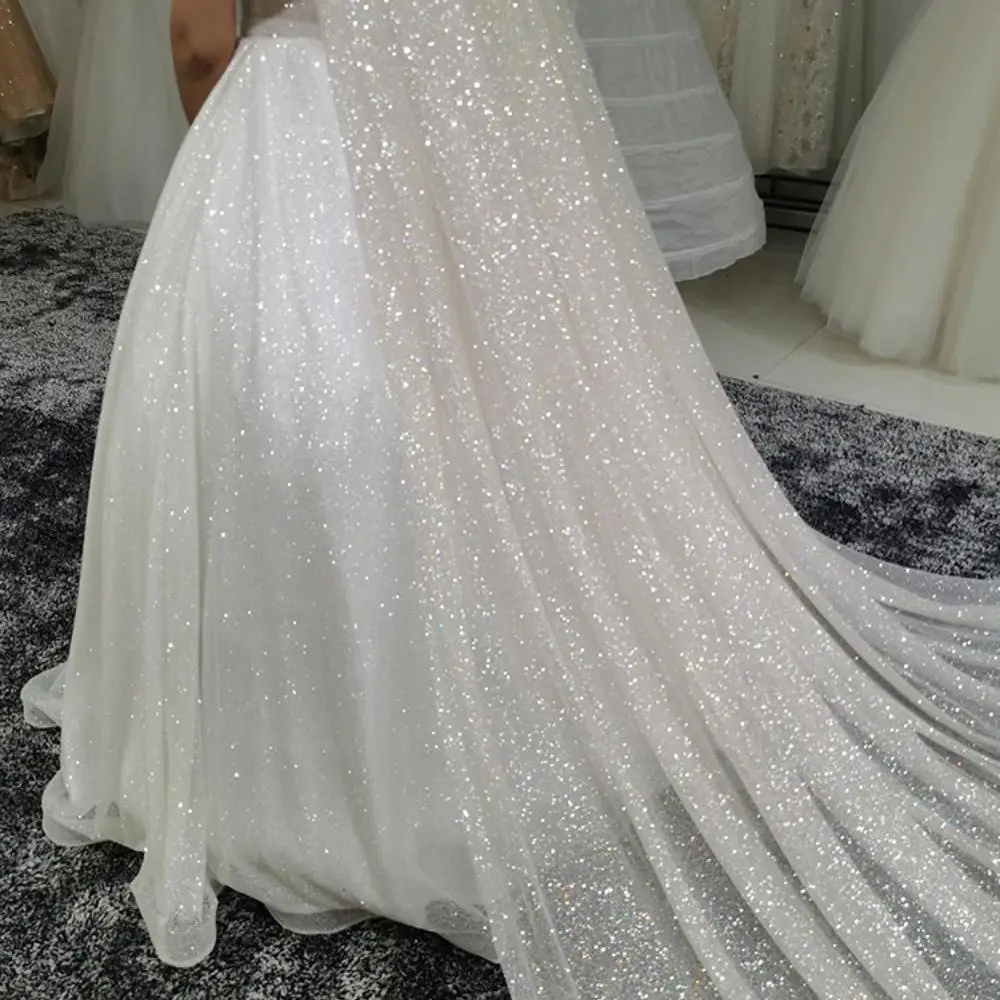 Topqueen V101 Sparking Wedding Veils Golden Bride Veil Cathedral Length Champagne Colored Sequins Royal Wedding Accessories
