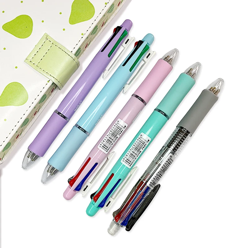 5 In 1 Multicolor Ballpoint Pens Creative 4 Color Ball Pen Refill and Pencil Lead Multifunction Pen Office School Writing Supply