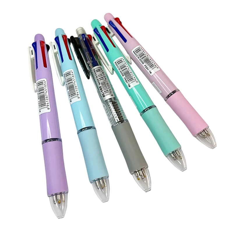 5 In 1 Multicolor Ballpoint Pens Creative 4 Color Ball Pen Refill and Pencil Lead Multifunction Pen Office School Writing Supply