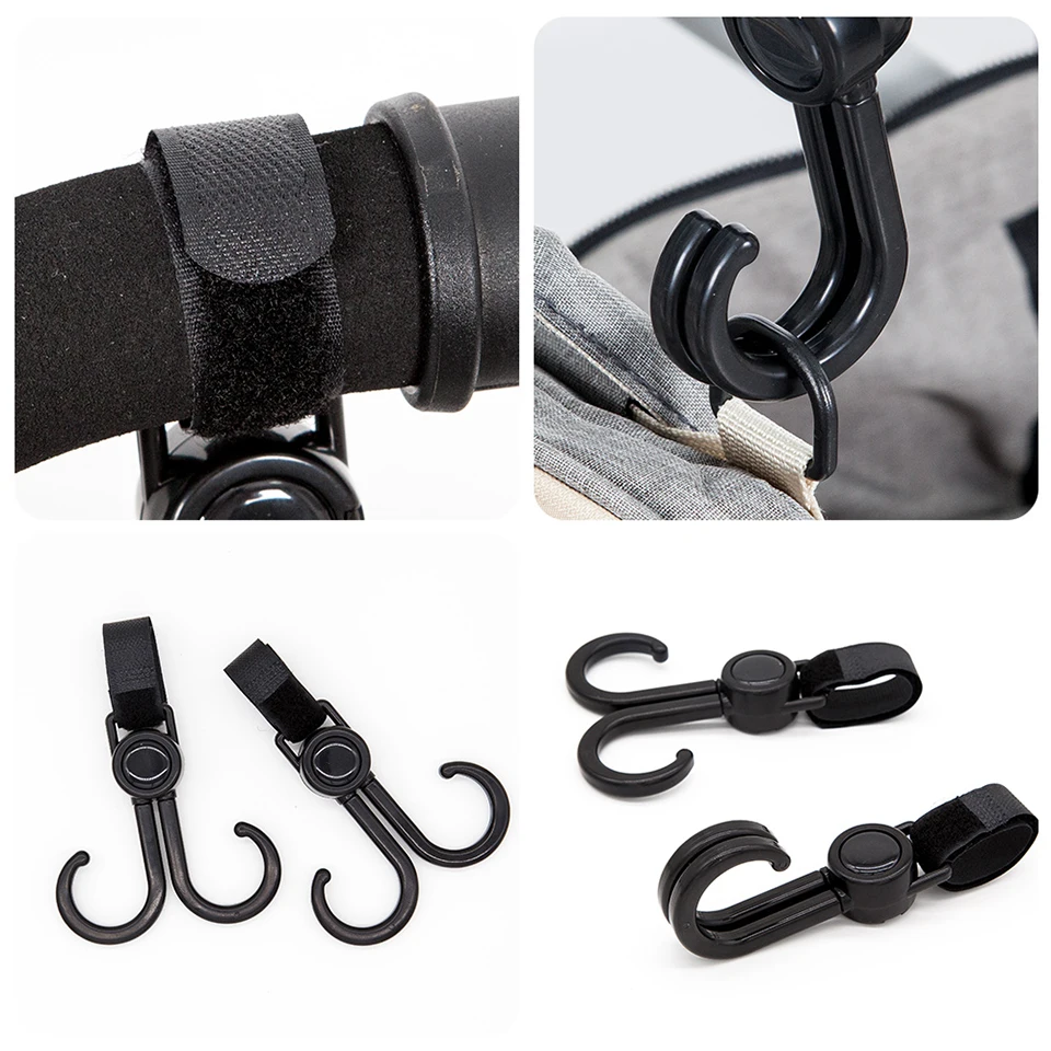 2Pcs Hooks For Baby Stroller Multi Purpose Baby Stroller Accessories Rotate 360 Degree Hook Pram Organizer Bag Hanger New