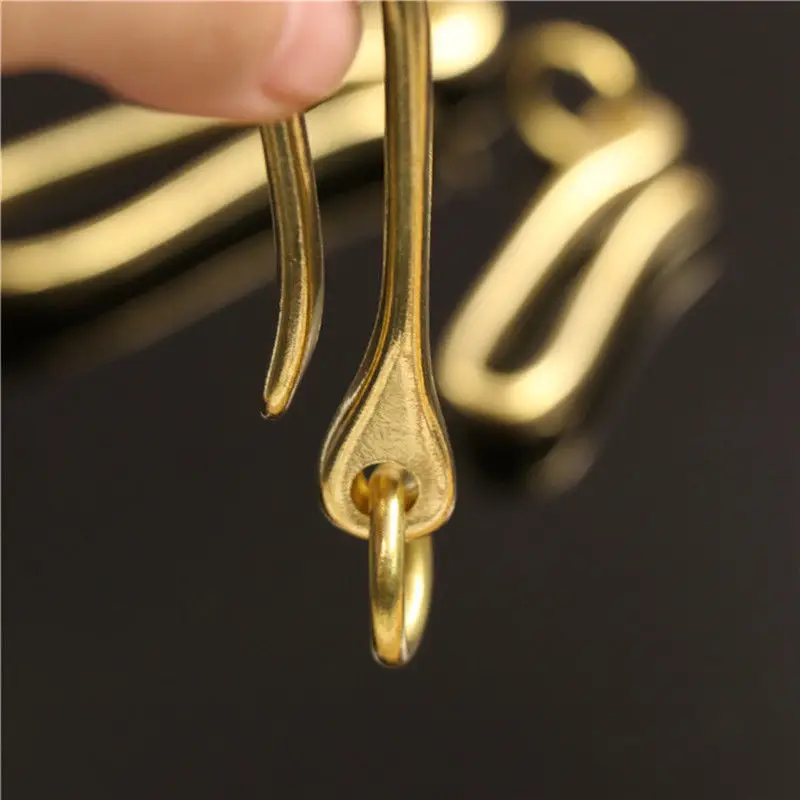 1Piece Solid Brass Belt U Hook Keychain Key Ring Wallet Fob Clip Retro Vintage Fish Hook with O Ring 3 Sizes Available