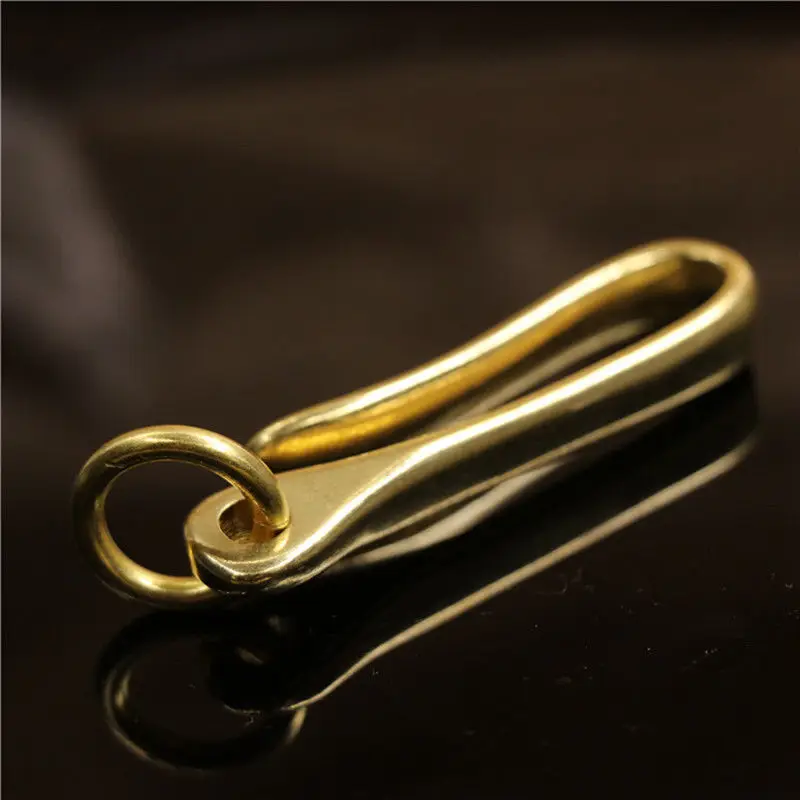 1Piece Solid Brass Belt U Hook Keychain Key Ring Wallet Fob Clip Retro Vintage Fish Hook with O Ring 3 Sizes Available