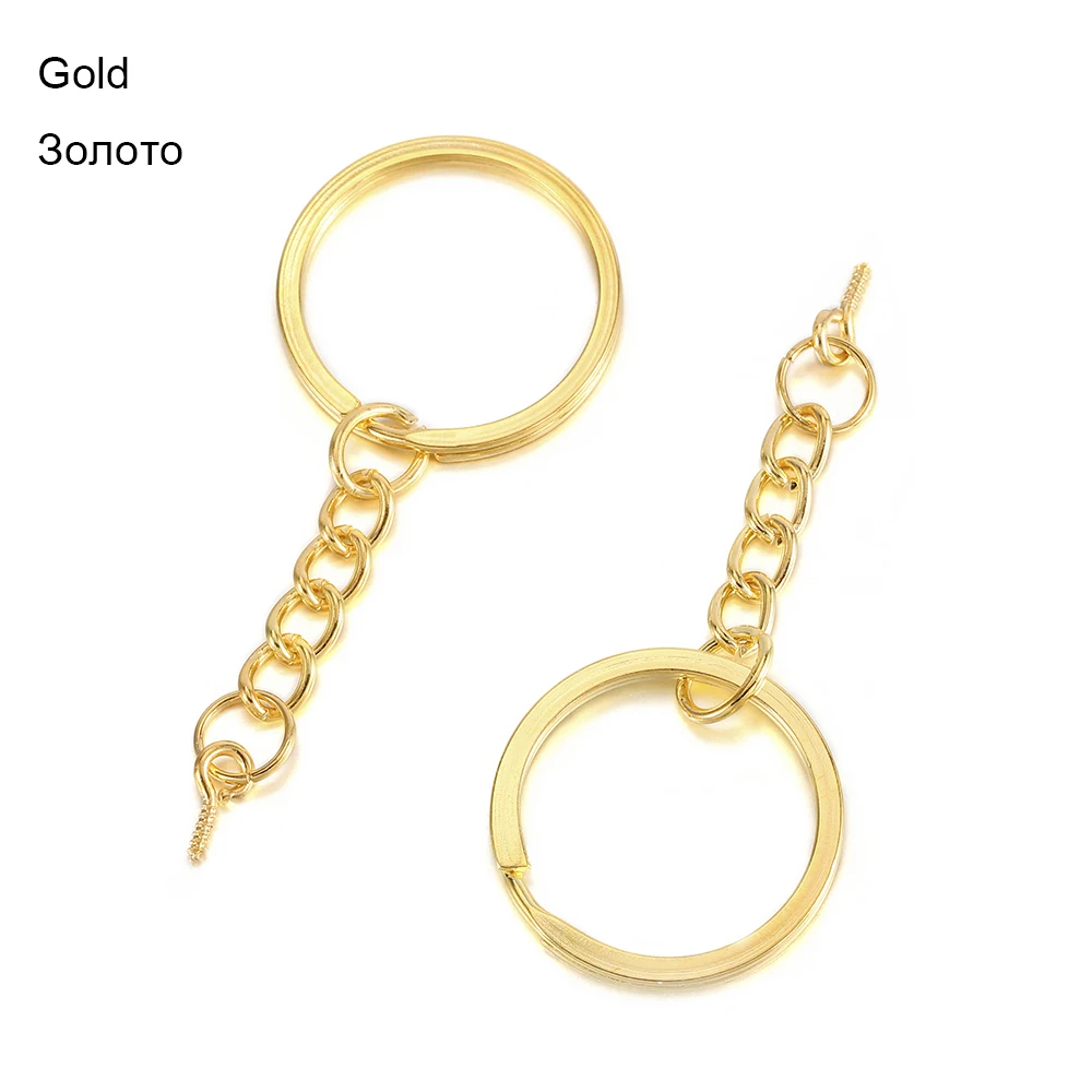 10/20pcs 25 28 30mm Screw Eye Pin Key Chain Key Ring With Eye Screws Round Split Keyrings For DIY Jewelry Making Accessories