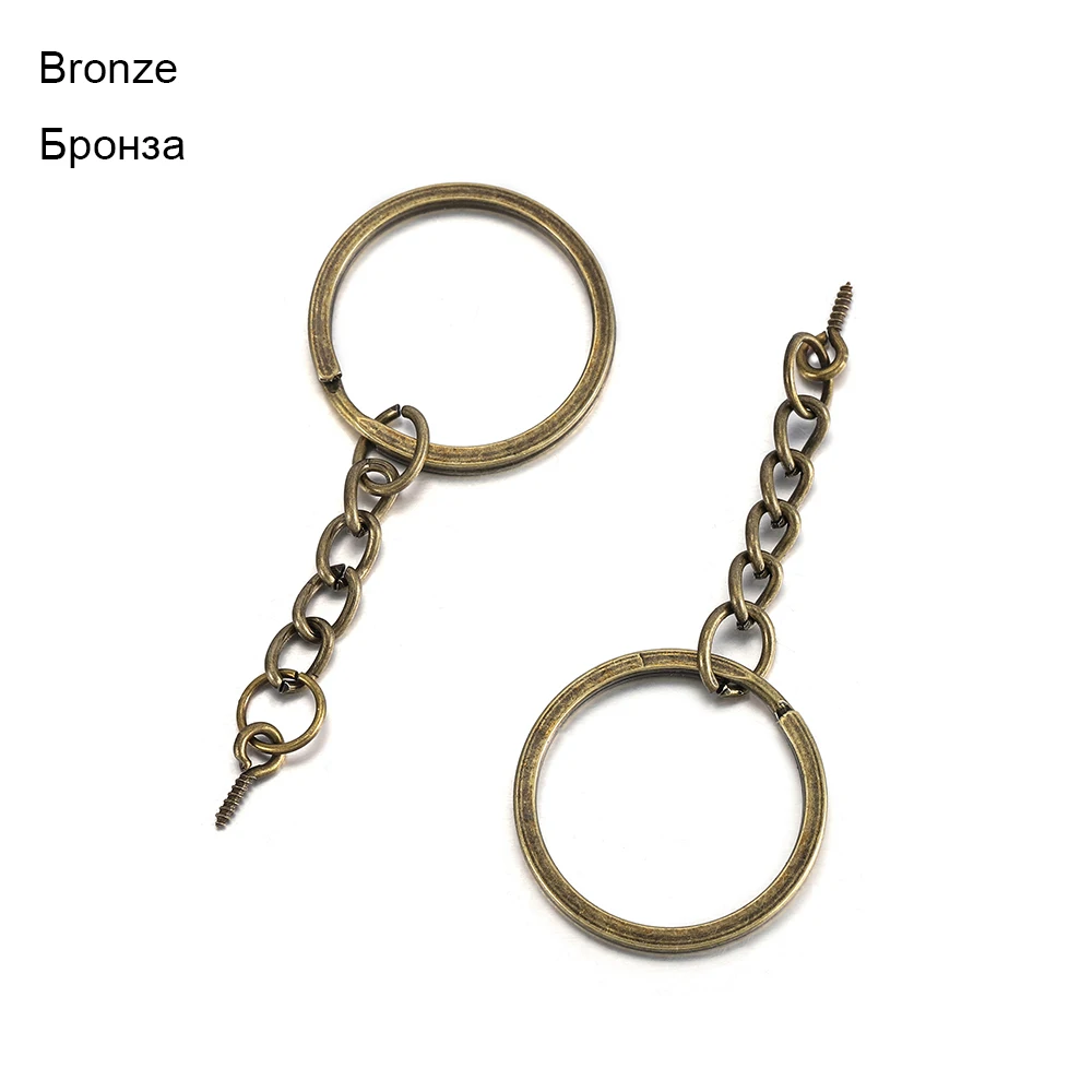 10/20pcs 25 28 30mm Screw Eye Pin Key Chain Key Ring With Eye Screws Round Split Keyrings For DIY Jewelry Making Accessories