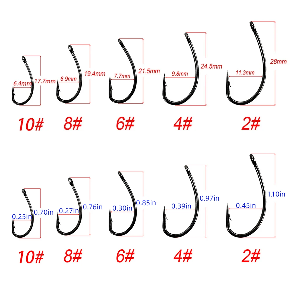 Hirisi 50pcs Coating High Carbon Stainless Steel Barbed Carp Fishing Hooks Pack with Retail Original Box 8003