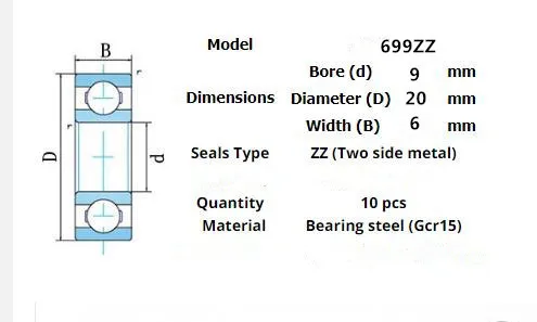 Miniature Bearing Multiple 10 Pieces 692ZZ 693ZZ 694zz 695zz 696zz 697zz 698zz 699zz 695RS 696RS 698RS 699RS
