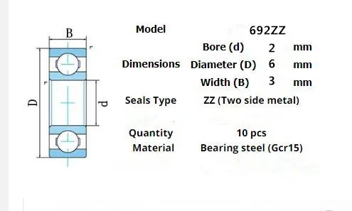 Miniature Bearing Multiple 10 Pieces 692ZZ 693ZZ 694zz 695zz 696zz 697zz 698zz 699zz 695RS 696RS 698RS 699RS