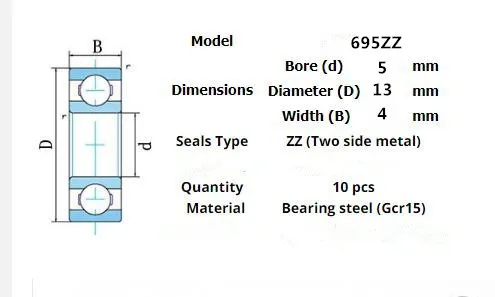 Miniature Bearing Multiple 10 Pieces 692ZZ 693ZZ 694zz 695zz 696zz 697zz 698zz 699zz 695RS 696RS 698RS 699RS