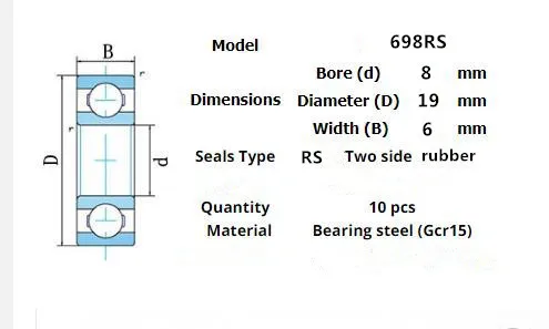 Miniature Bearing Multiple 10 Pieces 692ZZ 693ZZ 694zz 695zz 696zz 697zz 698zz 699zz 695RS 696RS 698RS 699RS