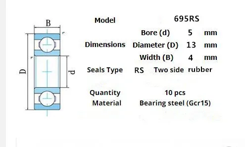 Miniature Bearing Multiple 10 Pieces 692ZZ 693ZZ 694zz 695zz 696zz 697zz 698zz 699zz 695RS 696RS 698RS 699RS