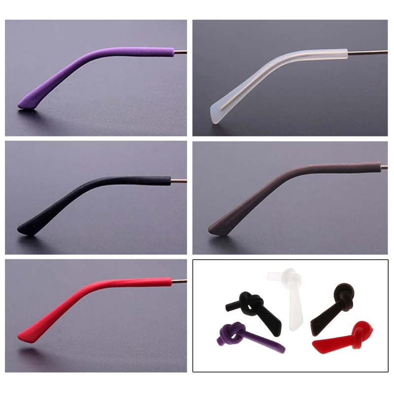 Free shipping Wholesale 1 pair Soft Silicone Anti Slip Eyeglasses Glasses Temple Tips Accessories Square Hole