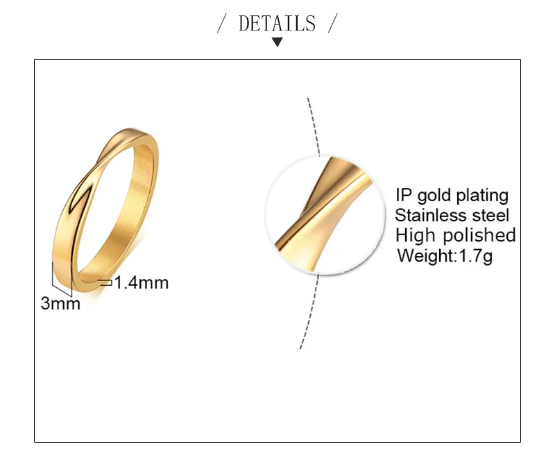 Thin 3mm Womem's Mobius Ring Charm Stainless Steel Twist Mobius Wedding Ring Infinite Love Gitfs