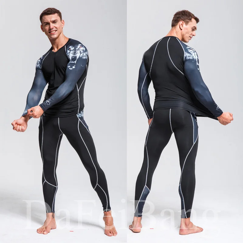 New Men's Thermal Underwear Sets Compression Sport Suit Sweat Quick Drying Thermo Underwear Men Clothing Long Johns Sets
