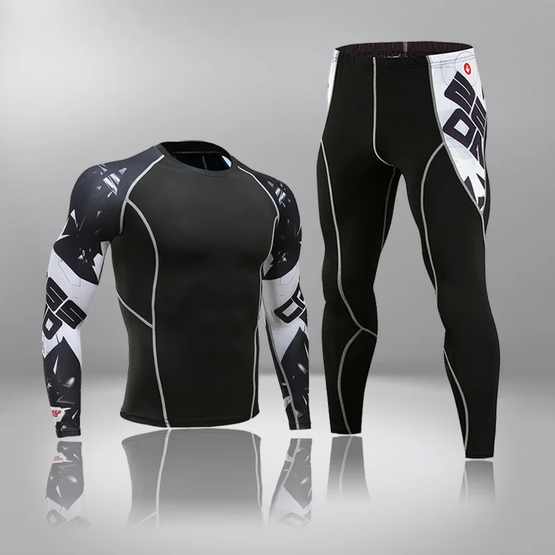 New Men's Thermal Underwear Sets Compression Sport Suit Sweat Quick Drying Thermo Underwear Men Clothing Long Johns Sets