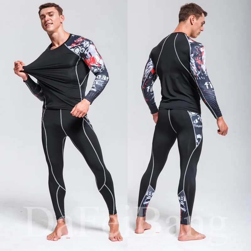 New Men's Thermal Underwear Sets Compression Sport Suit Sweat Quick Drying Thermo Underwear Men Clothing Long Johns Sets