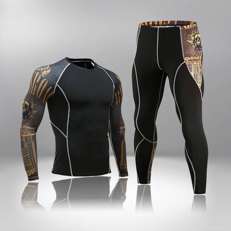 New Men's Thermal Underwear Sets Compression Sport Suit Sweat Quick Drying Thermo Underwear Men Clothing Long Johns Sets