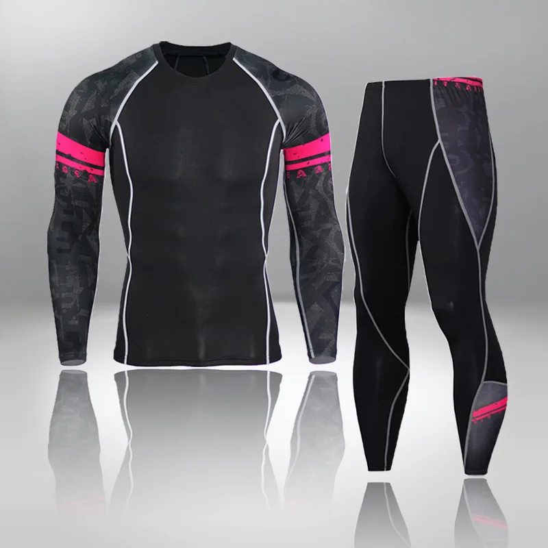 New Men's Thermal Underwear Sets Compression Sport Suit Sweat Quick Drying Thermo Underwear Men Clothing Long Johns Sets