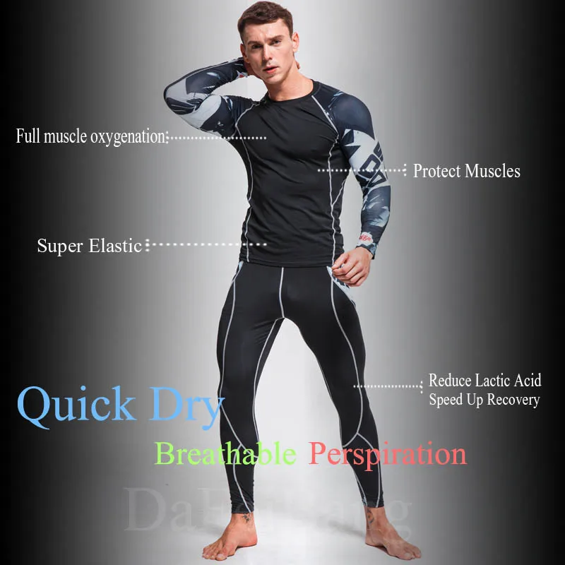 New Men's Thermal Underwear Sets Compression Sport Suit Sweat Quick Drying Thermo Underwear Men Clothing Long Johns Sets