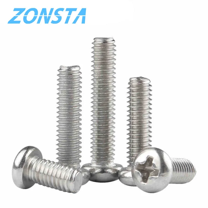 Cross Recessed Pan Head Screws M1.2 M1.4 M1.6 M2 M2.5 M3 M4 M5 M6 304 Stainless Steel Rounnd Phillips TV Machine Screw DIN7985