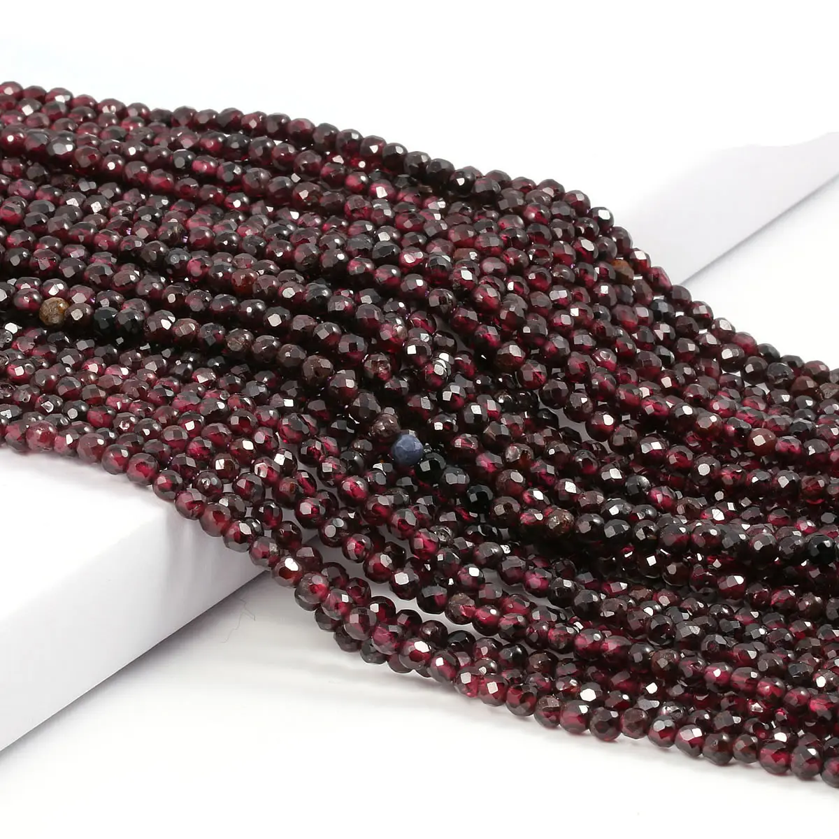 Natural Gem Stone Garnet Beaded 2 3mm Small Faceted Loose Beads for DIY Bracelet Necklace Jewelry Making Accessories 15''