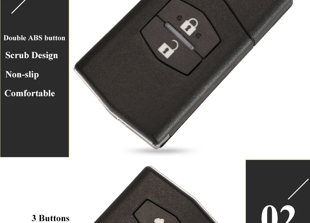 jingyuqin 2/3 Button Remote Key Fob Shell Case Folding Flip For Mazda 2 3 5 6 CX-7 / CX-9 / MX-5 With Uncut Blade Replacement