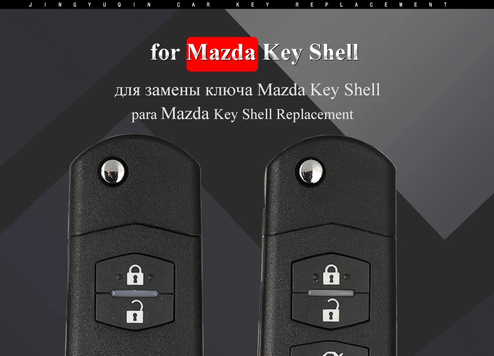 jingyuqin 2/3 Button Remote Key Fob Shell Case Folding Flip For Mazda 2 3 5 6 CX-7 / CX-9 / MX-5 With Uncut Blade Replacement