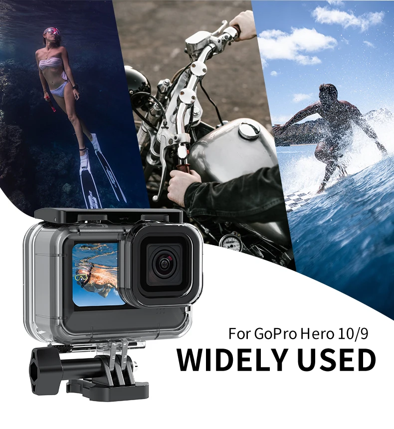 TELESIN 60M Waterproof Case For GoPro Hero 13 12 11 10 9 Underwater Diving Housing Cover With Dive Filter For Gopro Accessories