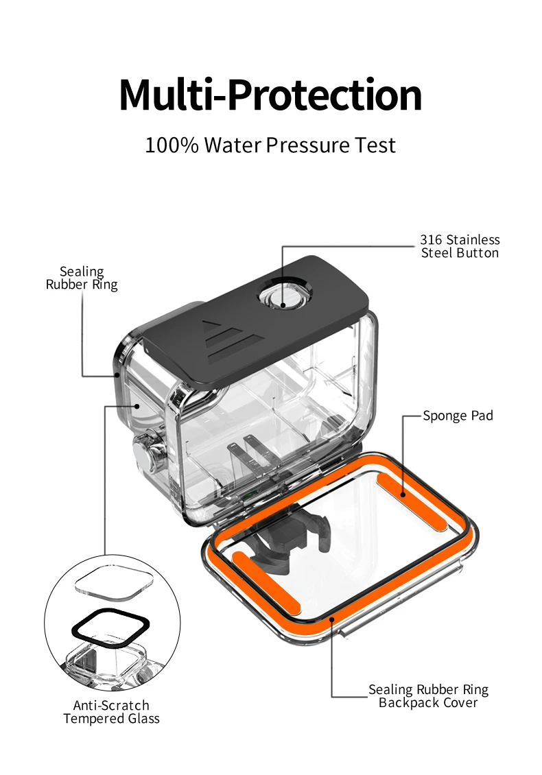 TELESIN 60M Waterproof Case For GoPro Hero 13 12 11 10 9 Underwater Diving Housing Cover With Dive Filter For Gopro Accessories