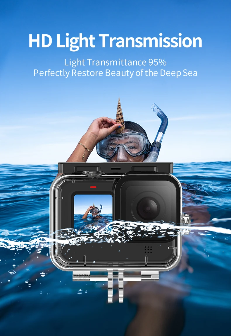 TELESIN 60M Waterproof Case For GoPro Hero 13 12 11 10 9 Underwater Diving Housing Cover With Dive Filter For Gopro Accessories