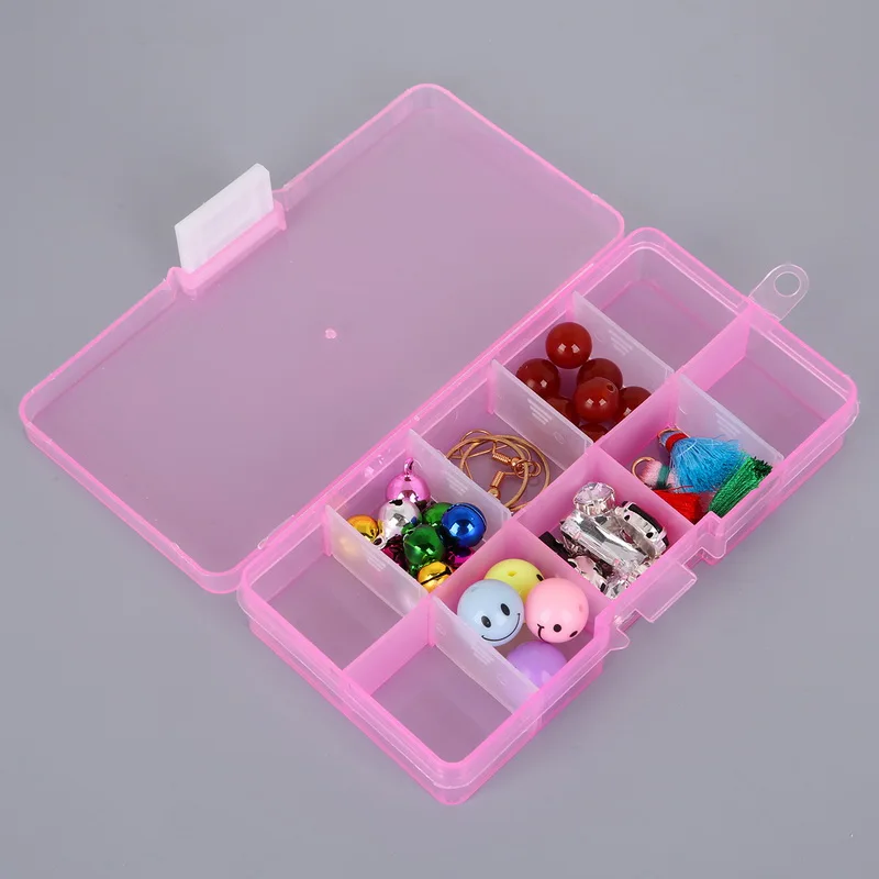 10 Slots Adjustable Transparent Jewelry Storage Box Ring Earring Drug Pill Beads Portable Plastic Organizer Case Travel Bins
