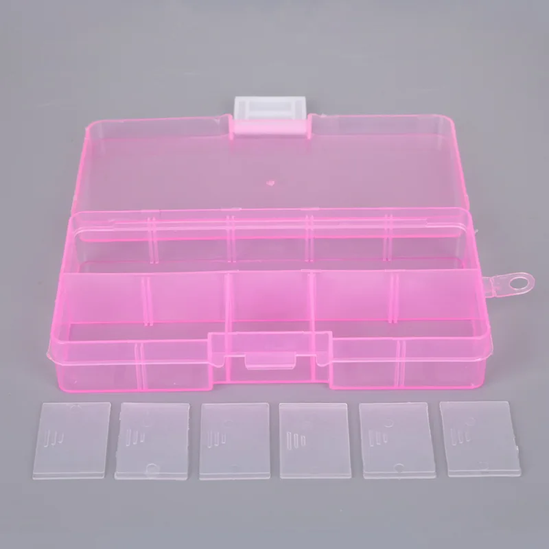 10 Slots Adjustable Transparent Jewelry Storage Box Ring Earring Drug Pill Beads Portable Plastic Organizer Case Travel Bins