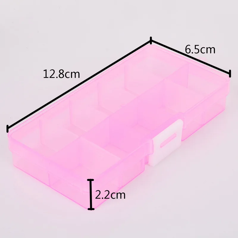 10 Slots Adjustable Transparent Jewelry Storage Box Ring Earring Drug Pill Beads Portable Plastic Organizer Case Travel Bins