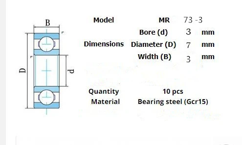 10pcs Miniature Metal Sealed Chrome Steel Bearings MR62ZZ MR72ZZ MR83ZZ MR93ZZ MR94ZZ MR104ZZ MR115ZZ MR126ZZ