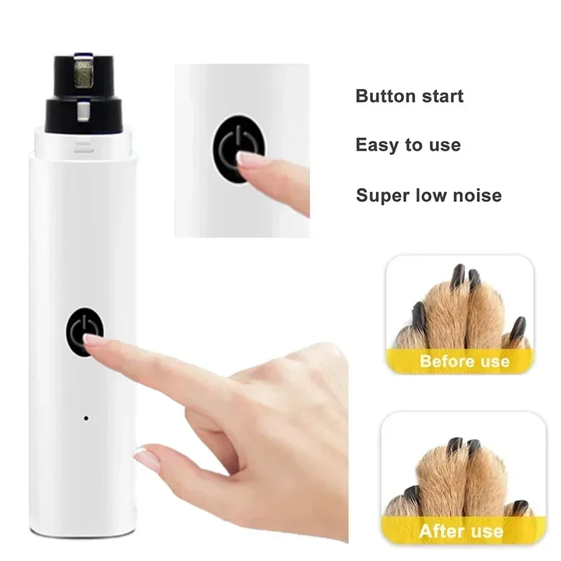 New Electric Dog Nail Clippers Rechargeable USB Charging LED Light Quiet Cat Nail Grinders Pet Paws Nail Grooming Supplies