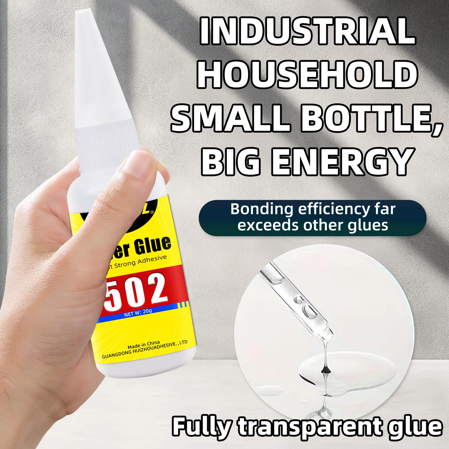 LOOLIFL 502 Super Glue 20g, Industrial Strength Instant Adhesive, Low Odor, Long Lasting Bond for Metal, Plastic,DIY Craft Tools