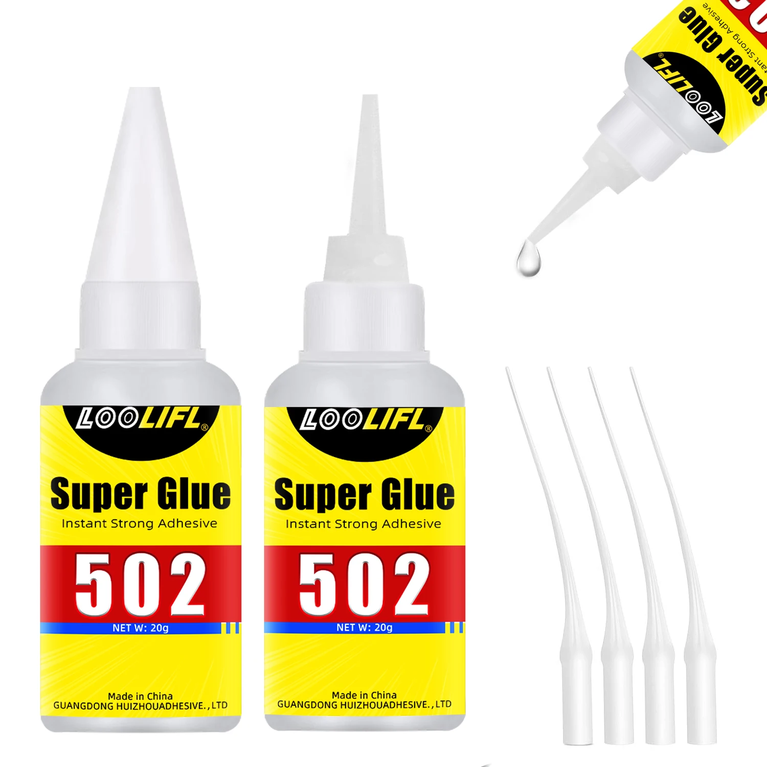 LOOLIFL 502 Super Glue 20g, Industrial Strength Instant Adhesive, Low Odor, Long Lasting Bond for Metal, Plastic,DIY Craft Tools