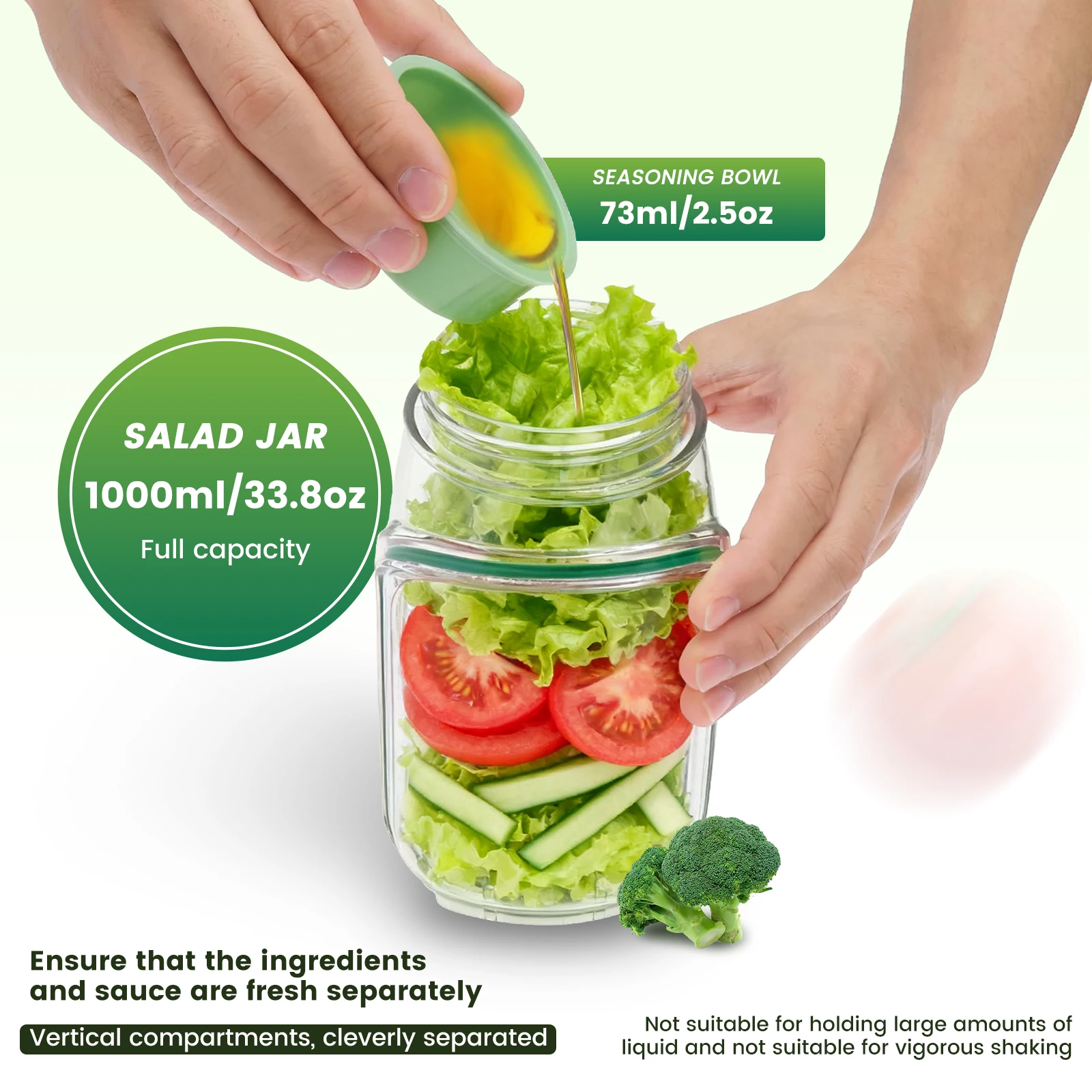 Salad Pod Leakproof Plastic Salad Box With Side-opening Cover Layering Salad Pod Portable Breakfast Fruit Storage Box for Picnic