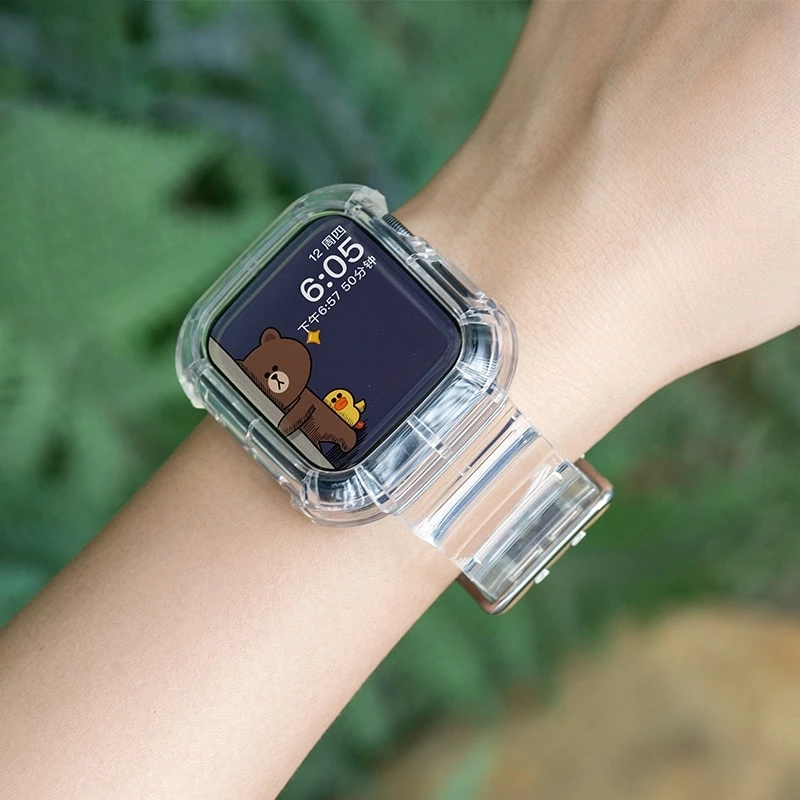 Clear Band + Case for Apple Watch Series 12 11 10 9 8 SE 7 6 5 Transparent Silicone Strap for iWatch 49mm 45 44 42 46 38 40 41mm