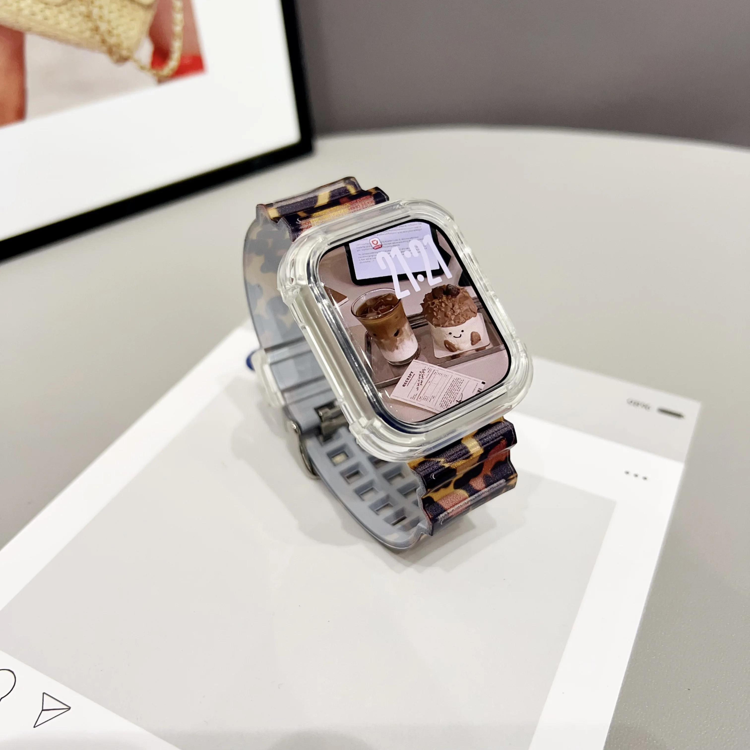 Clear Band + Case for Apple Watch Series 12 11 10 9 8 SE 7 6 5 Transparent Silicone Strap for iWatch 49mm 45 44 42 46 38 40 41mm