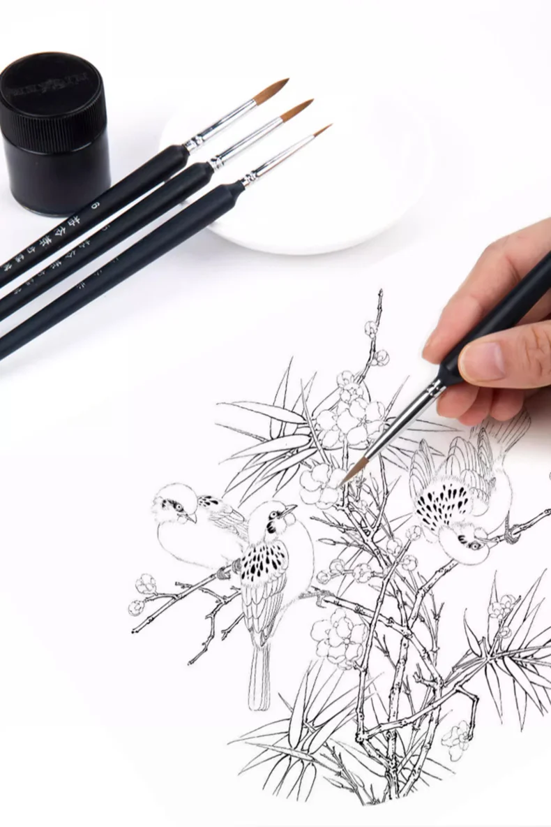 Fine Detail Paint Brush Hook Line Pen Artists Hand Painted Gouache Watercolor Oil Face Nail 000 Small Miniature Painting Brushes