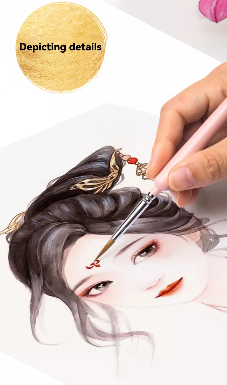 Fine Detail Paint Brush Hook Line Pen Artists Hand Painted Gouache Watercolor Oil Face Nail 000 Small Miniature Painting Brushes