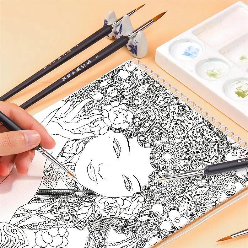 Fine Detail Paint Brush Hook Line Pen Artists Hand Painted Gouache Watercolor Oil Face Nail 000 Small Miniature Painting Brushes